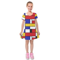 Stripes And Colors Textile Pattern Retro Kids  Short Sleeve Velvet Dress by DinzDas