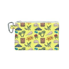 Tropical Island Tiki Parrots, Mask And Palm Trees Canvas Cosmetic Bag (small) by DinzDas