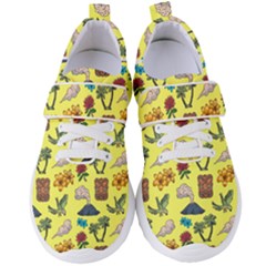 Tropical Island Tiki Parrots, Mask And Palm Trees Women s Velcro Strap Shoes by DinzDas