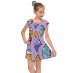 Back To School And Schools Out Kids Pattern Kids  Cap Sleeve Dress by DinzDas