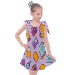 Back To School And Schools Out Kids Pattern Kids  Tie Up Tunic Dress by DinzDas