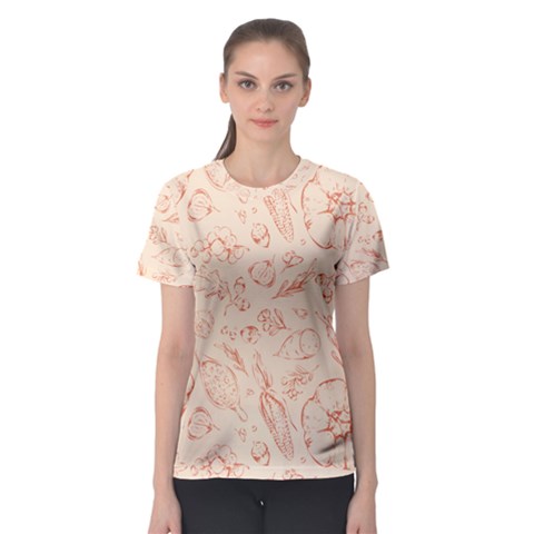 Thanksgiving Flowers And Gifts Pattern Women s Sport Mesh Tee by DinzDas