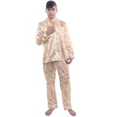 Thanksgiving Flowers And Gifts Pattern Men s Long Sleeve Satin Pajamas Set by DinzDas