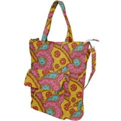 Fast Food Pizza And Donut Pattern Shoulder Tote Bag by DinzDas