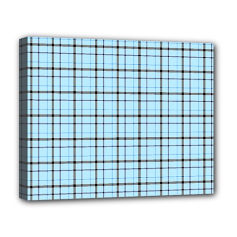 Sky Blue Tartan Plaid Pattern, With Black Lines Deluxe Canvas 20  X 16  (stretched) by Casemiro