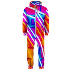 Pop Art Neon Wall Hooded Jumpsuit (men)  by essentialimage365