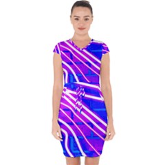 Pop Art Neon Wall Capsleeve Drawstring Dress  by essentialimage365