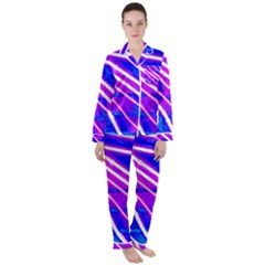 Pop Art Neon Wall Satin Long Sleeve Pajamas Set by essentialimage365