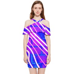 Pop Art Neon Wall Shoulder Frill Bodycon Summer Dress by essentialimage365