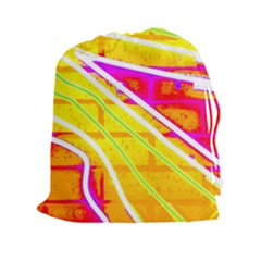 Pop Art Neon Wall Drawstring Pouch (2xl) by essentialimage365