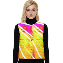 Pop Art Neon Wall Women s Short Button Up Puffer Vest by essentialimage365