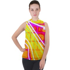 Pop Art Neon Wall Mock Neck Chiffon Sleeveless Top by essentialimage365