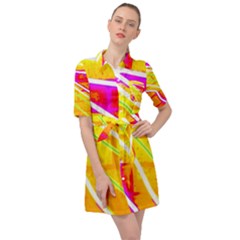 Pop Art Neon Wall Belted Shirt Dress by essentialimage365