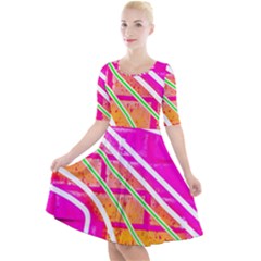 Pop Art Neon Wall Quarter Sleeve A-line Dress by essentialimage365