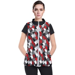 Abstract Paint Splashes, Mixed Colors, Black, Red, White Women s Puffer Vest by Casemiro