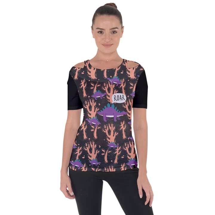 Dino Shoulder Cut Out Short Sleeve Top
