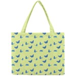 Blue butterflies at lemon yellow, nature themed pattern Mini Tote Bag