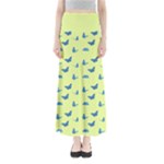 Blue butterflies at lemon yellow, nature themed pattern Full Length Maxi Skirt