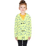 Blue butterflies at lemon yellow, nature themed pattern Kids  Double Breasted Button Coat