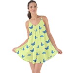 Blue butterflies at lemon yellow, nature themed pattern Love the Sun Cover Up