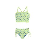 Blue butterflies at lemon yellow, nature themed pattern Girls  Tankini Swimsuit
