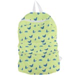 Blue butterflies at lemon yellow, nature themed pattern Foldable Lightweight Backpack