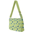 Blue butterflies at lemon yellow, nature themed pattern Full Print Messenger Bag (S) View2