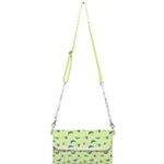 Blue butterflies at lemon yellow, nature themed pattern Mini Crossbody Handbag