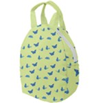 Blue butterflies at lemon yellow, nature themed pattern Travel Backpacks