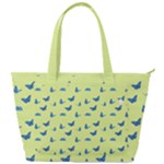 Blue butterflies at lemon yellow, nature themed pattern Back Pocket Shoulder Bag 