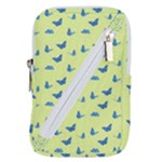 Blue butterflies at lemon yellow, nature themed pattern Belt Pouch Bag (Large)