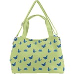 Blue butterflies at lemon yellow, nature themed pattern Double Compartment Shoulder Bag