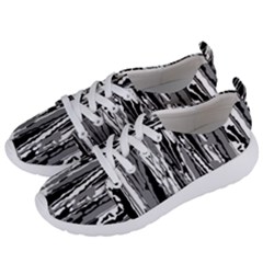 Black And White Abstract Linear Print Women s Lightweight Sports Shoes by dflcprintsclothing