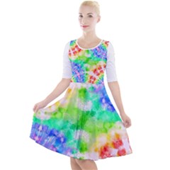 Tie Die Look Rainbow Pattern Quarter Sleeve A-line Dress by myblueskye777