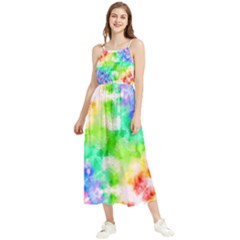 Tie Die Look Rainbow Pattern Boho Sleeveless Summer Dress by myblueskye777