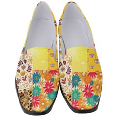 Yellow Floral Aesthetic Women s Classic Loafer Heels by designsbymallika