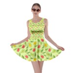 Vector Fruits pattern, pastel colors, yellow background Skater Dress