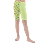 Vector Fruits pattern, pastel colors, yellow background Kids  Mid Length Swim Shorts