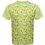 Vector Fruits pattern, pastel colors, yellow background Men s Cotton Tee