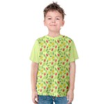 Vector Fruits pattern, pastel colors, yellow background Kids  Cotton Tee