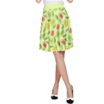 Vector Fruits pattern, pastel colors, yellow background A-Line Skirt