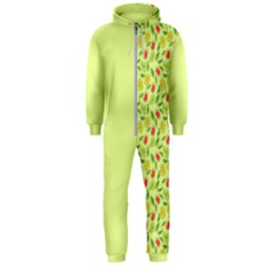 Vector Fruits Pattern, Pastel Colors, Yellow Background Hooded Jumpsuit (men)  by Casemiro