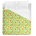 Vector Fruits pattern, pastel colors, yellow background Duvet Cover (Queen Size)