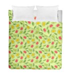 Vector Fruits pattern, pastel colors, yellow background Duvet Cover Double Side (Full/ Double Size)