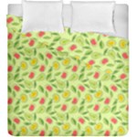 Vector Fruits pattern, pastel colors, yellow background Duvet Cover Double Side (King Size)