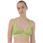 Vector Fruits pattern, pastel colors, yellow background Sweetheart Sports Bra