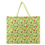 Vector Fruits pattern, pastel colors, yellow background Zipper Large Tote Bag