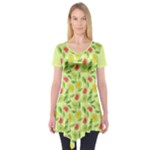Vector Fruits pattern, pastel colors, yellow background Short Sleeve Tunic 