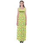 Vector Fruits pattern, pastel colors, yellow background Empire Waist Maxi Dress