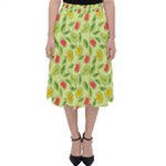 Vector Fruits pattern, pastel colors, yellow background Classic Midi Skirt